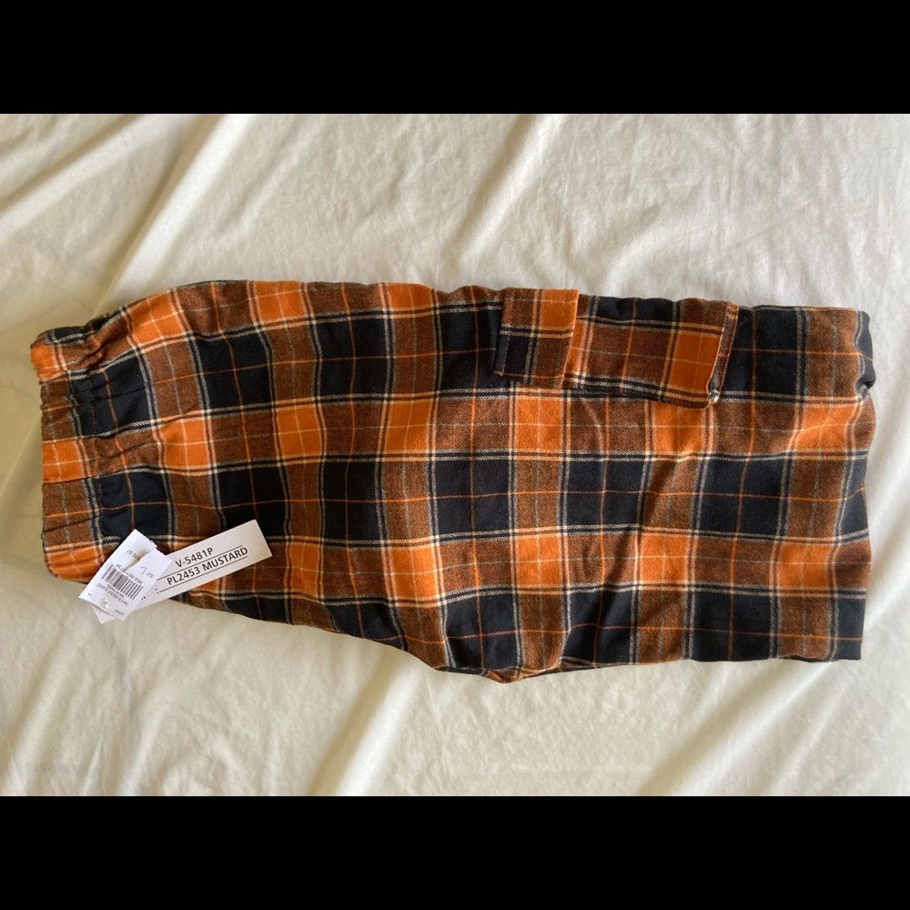 Mustard, Navy Blue and White Plaid Jogger Pants